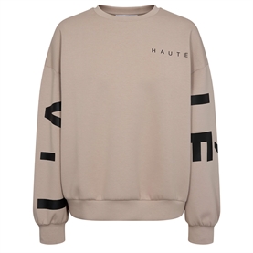 Haute L'amitie Maxi Split Logo Sweater, Beige